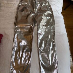 Shiny Silver Metallic Pants